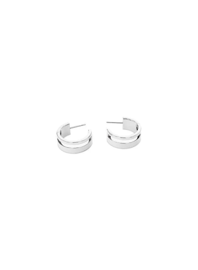 Geometric Essentials Collection C Shape Earrings For Women In Stainless Steel - 35000677